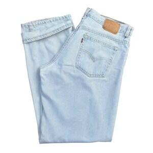 T11 80s Vintage Levis 577 Light Wash High Rise Loose Fit Jeans Light Blue